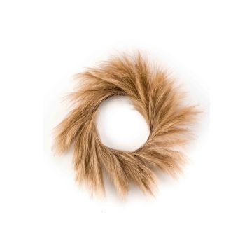 Decorative wreath Feather grass panicles ILIAD, beige, Ø24"/60cm