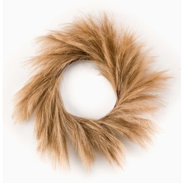Decorative wreath Feather grass panicles ILIAD, beige, Ø24"/60cm