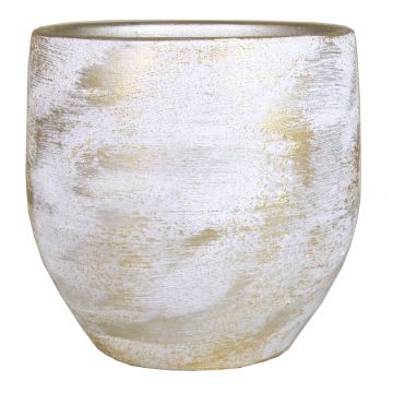 Plant pot AETIOS, ceramic, colour gradient, white-gold, 6.3"/16cm, Ø6.7"/17cm