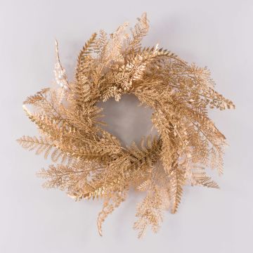 Decorative fern wreath ALASEJA, gold, Ø18"/45cm