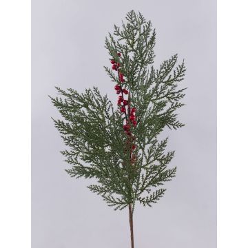 Plastic cedar branch AMANDLA with berries, red-green, 31"/80cm Plastic cedar branch AMANDLA with berries, red-green, 31"/80cm
