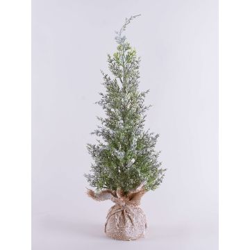 Artificial cedar ANGARA in jute bag, snow-covered, green-white, 28"/70cm Artificial cedar ANGARA in jute bag, snow-covered, green-white, 28"/70cm