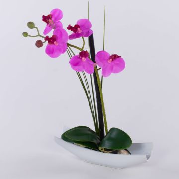 Artificial Phalaenopsis orchid 'YANNIE', with reed and ceramic bowl, cerise, 12"/30cm Artificial Phalaenopsis orchid 'YANNIE', with reed and ceramic bowl, cerise, 12"/30cm