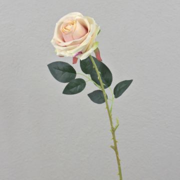 Artificial rose ELEAZAR, cream-pink, 65cm, Ø9cm