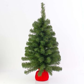 Fake Xmas tree WARSAW, jute bag in red, 3ft/90cm, Ø 20"/50cm