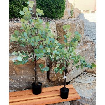 Plastic eucalyptus tree WISGARD, artificial trunk, green-grey, 3ft/90cm