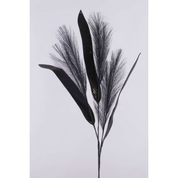 Plastic foam branch reed grass ZIGOR with glitter, black, 4ft/110cm Plastic foam branch reed grass ZIGOR with glitter, black, 4ft/110cm