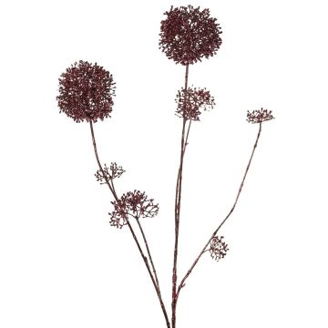 Artificial skimmia branch LOBUS, dark red, 35"/90cm, Ø1.6"-3.3"/4-8.5cm