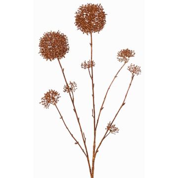 Artificial skimmia branch LOBUS, copper, 35"/90cm, Ø1.6"-3.3"/4-8.5cm Artificial skimmia branch LOBUS, copper, 35"/90cm, Ø1.6"-3.3"/4-8.5cm