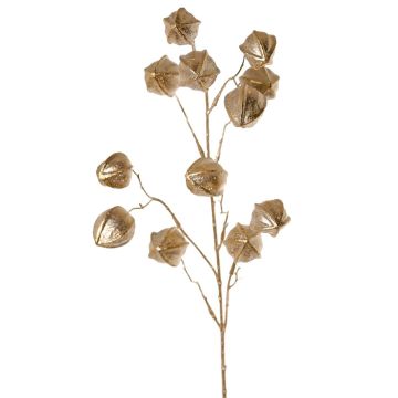 Decorative Physalis branch DUGONG with berries, gold, 35"/90cm Decorative Physalis branch DUGONG with berries, gold, 35"/90cm