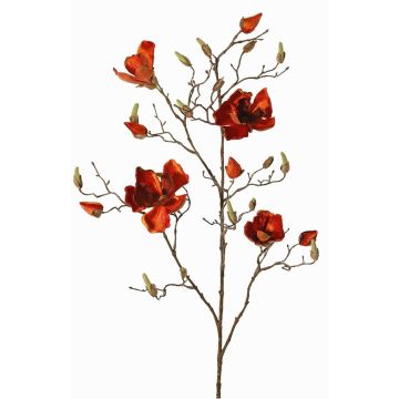 Velvet magnolia branch JACKA, dark orange, 3ft/105cm