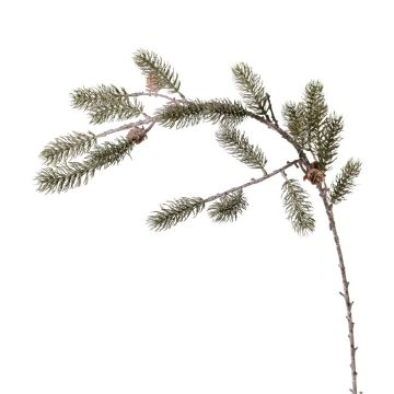 Decorative fir branch ORVILOS with cones, green and white, 85cm