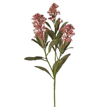 Artificial skimmia branch LAUSANA with flowers, mauve, 26"/65cm, Ø2.8"/7cm