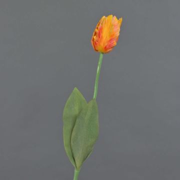 Artificial flower Parrot tulip UAKARI, orange-yellow, 26"/65cm, Ø2.4"/6cm