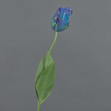 Artificial flower Parrot tulip UAKARI, blue-green, 26"/65cm, Ø2.4"/6cm