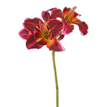 Artificial daylily NEULIDA with blooms, burgundy-orange, 26"/65cm, Ø4.3"/11cm