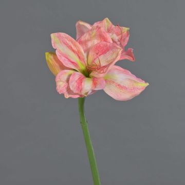 Artificial amaryllis NARWELA, pink-rose-green, 70cm, Ø10–13cm