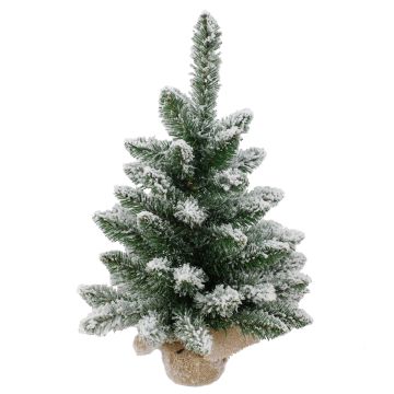 Artificial fir tree KIRUNA, snow-covered, jute sack, 18"/45cm, Ø12"/30cm