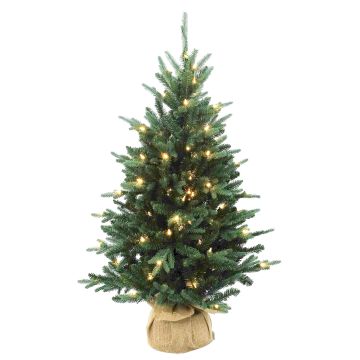 HANKO artificial Christmas tree, LEDs, jute sack, 120cm, Ø75cm