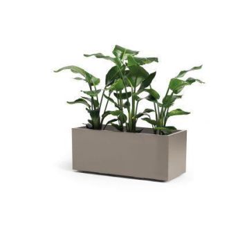 Rectangular flower box NASTASJA made of recycled plastic, with water reservoir, casters, taupe, 39"x16"x15"/99,5x39,5x38cm, 102L Rectangular flower box NASTASJA made of recycled plastic, with water reservoir, casters, taupe, 39"x16"x15"/99,5x39,5x38cm, 102L
