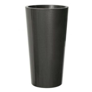 Round tall plant vase THERESITA made of plastic, with insert, watering set, anthracite, 30"/75cm, Ø16"/40cm Round tall plant vase THERESITA made of plastic, with insert, watering set, anthracite, 30"/75cm, Ø16"/40cm
