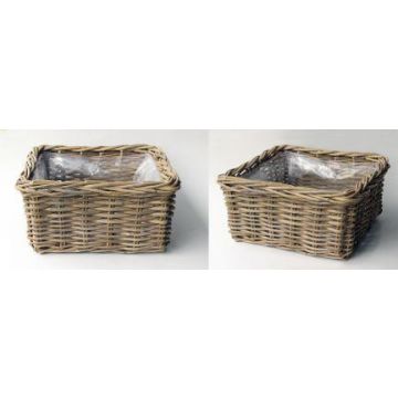 Square plant basket RULANA made of rattan, brown, 12"x12"x6"/30x30x15cm Square plant basket RULANA made of rattan, brown, 12"x12"x6"/30x30x15cm