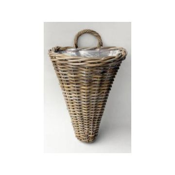 Rattan wall plant basket ROMELA, brown, 11"x9"x17"/28x24x42cm Rattan wall plant basket ROMELA, brown, 11"x9"x17"/28x24x42cm