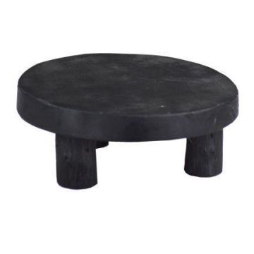Wooden plant stand KAILANI with legs, black, 2.4"/6cm, Ø5.9"/15cm