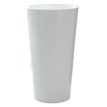 Round tall plant vase THERESITA made of plastic, with insert, watering set, white, 24"/61,5cm, Ø13"/33cm Round tall plant vase THERESITA made of plastic, with insert, watering set, white, 24"/61,5cm, Ø13"/33cm