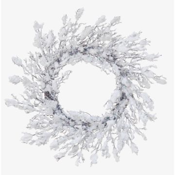Artificial willow wreath EZIO, snow-covered, white, Ø18"/45cm Artificial willow wreath EZIO, snow-covered, white, Ø18"/45cm