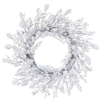 Artificial willow wreath EZIO, snow-covered, white, Ø 18"/45cm Artificial willow wreath EZIO, snow-covered, white, Ø 18"/45cm