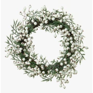 Decorative wreath of rowan and cedar NURIT, white-green, Ø12"/30cm Decorative wreath of rowan and cedar NURIT, white-green, Ø12"/30cm