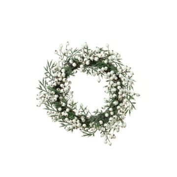 Decorative wreath of rowan and cedar NURIT, white-green, Ø 12"/30cm Decorative wreath of rowan and cedar NURIT, white-green, Ø 12"/30cm