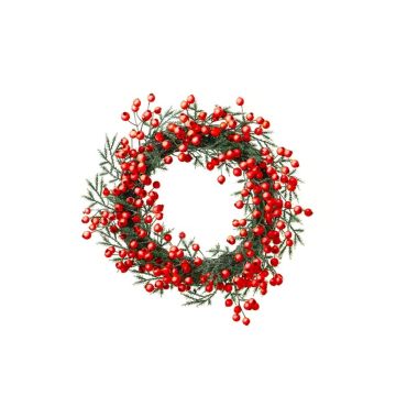 Decorative wreath of rowan and cedar NURIT, red-green, Ø 12"/30cm Decorative wreath of rowan and cedar NURIT, red-green, Ø 12"/30cm