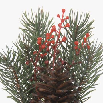 Artificial arrangement of fir and gaultheria NIAM, decorative pot, green-red, 5.5"/14cm, Ø3.1"/8cm Artificial arrangement of fir and gaultheria NIAM, decorative pot, green-red, 5.5"/14cm, Ø3.1"/8cm
