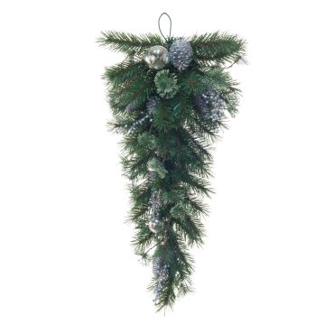 Artificial fir tree CICILIA, hanging, cones, balls, berries, green-silver, 30"/75cm Artificial fir tree CICILIA, hanging, cones, balls, berries, green-silver, 30"/75cm