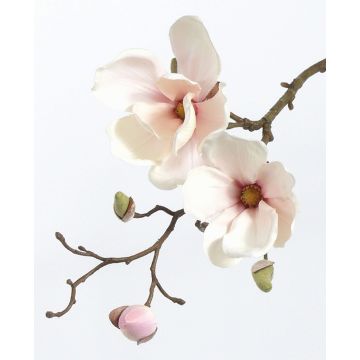 Artificial magnolia spray MALBINE, white-pink, 20"/50cm, &Oslash;2.4"-4"/6-10cm