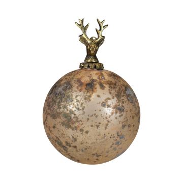 Glass Christmas bauble NUMI, Deer, antique gold, Ø12cm