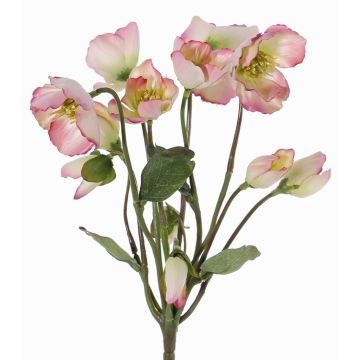 Artificial Christmas rose / Hellebore HALLA, 6 flowers, pink, 12"/30cm, Ø2.8"/7cm