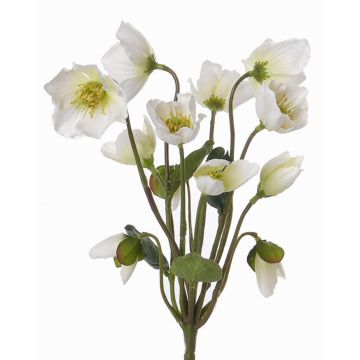 Artificial Christmas rose HALLA on spike, white, 12"/30cm, Ø2.8"/7cm