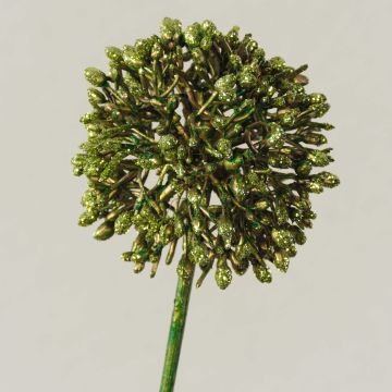 Artificial allium HELLA, glitter, green-gold, 18"/45cm