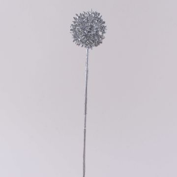 Artificial allium HELLA, glitter, silver, 18"/45cm