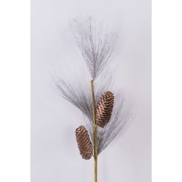 Fake pine branch MARTJE with cones, glitter, copper, 3ft/100cm