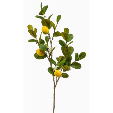 Artificial lemon branch DUNKAN with fruits, flowers, yellow, 3ft/95cm