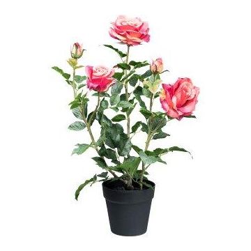 Furhyne artificial rose in decorative pot, pink, 60cm
