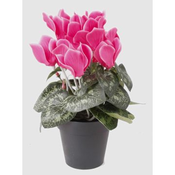 Fake cyclamen HEIDI in a decorative pot, pink, 10"/25cm, Ø2"-3.1"/5-8cm