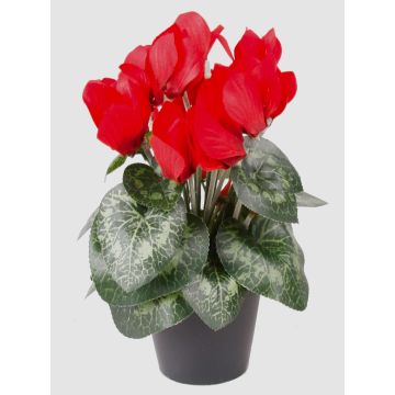 Fake cyclamen HEIDI in a decorative pot, red, 10"/25cm, &Oslash;2"-3.1"/5-8cm