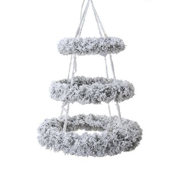 Artificial ceiling wreath Fir NAVANTA, three-tiered, snow-covered, white, Ø 3ft/90cm