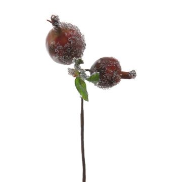 Artificial pomegranate branch MAGOLITE, frosted, burgundy red, 12"/30cm Artificial pomegranate branch MAGOLITE, frosted, burgundy red, 12"/30cm