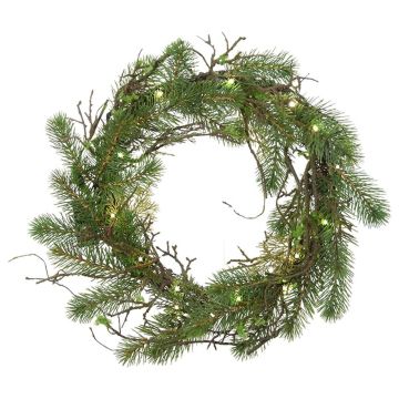 Artificial fir wreath SILEAS with branches, green, Ø 24"/60cm